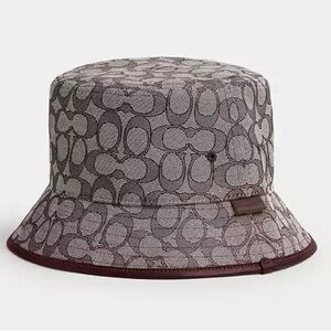 Coach Gray and Brown Patterned Bucket Hat